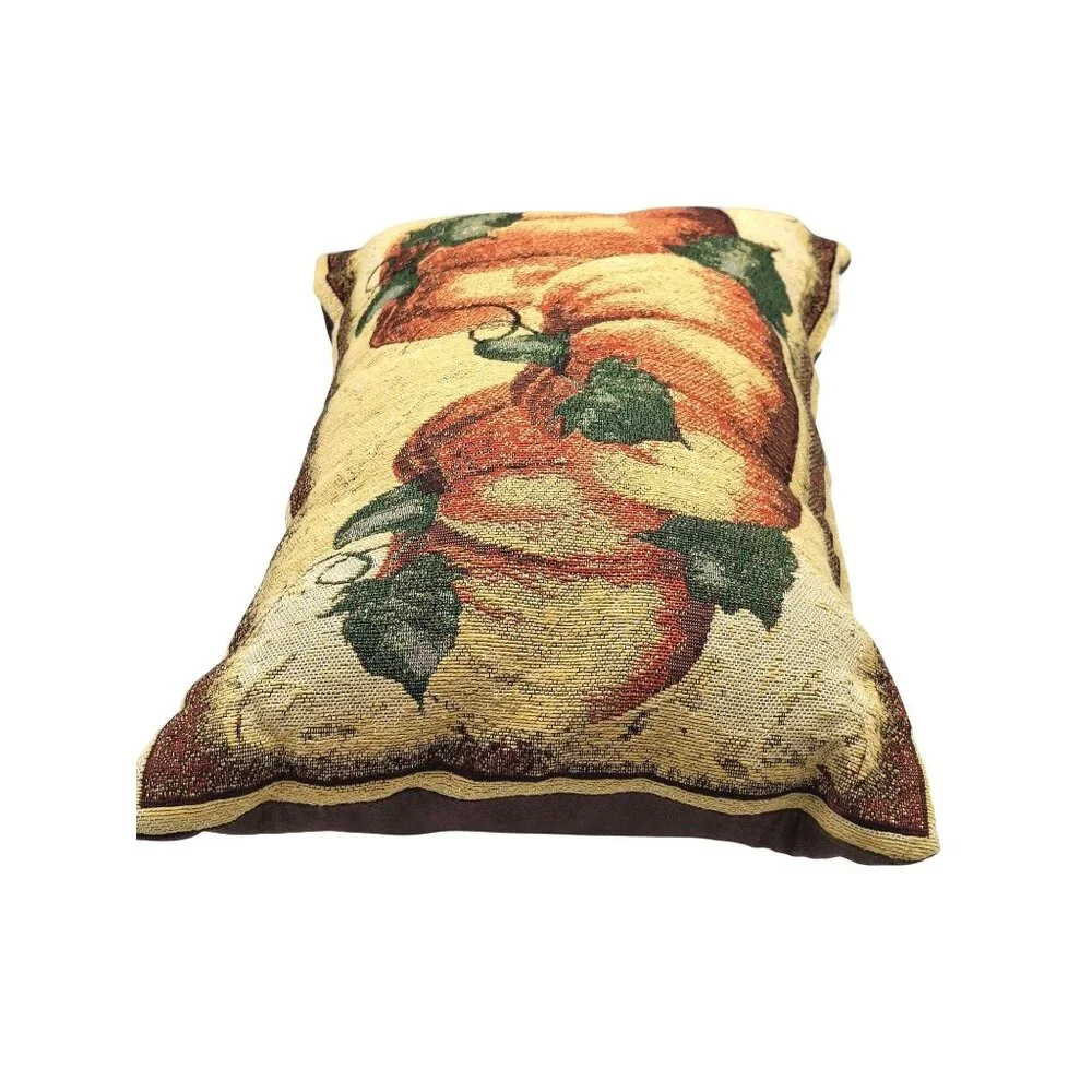 Vintage Pumpkin-Themed Decorative Rectangular Throw Pillow With Tapestry Design